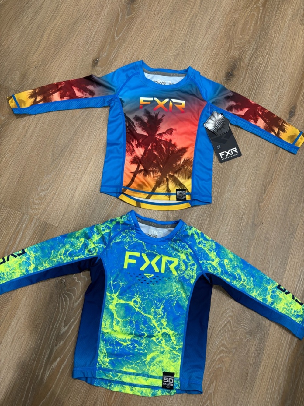 FXR Kids' Long Sleeve Swim Tops - Blue Multicolor Set